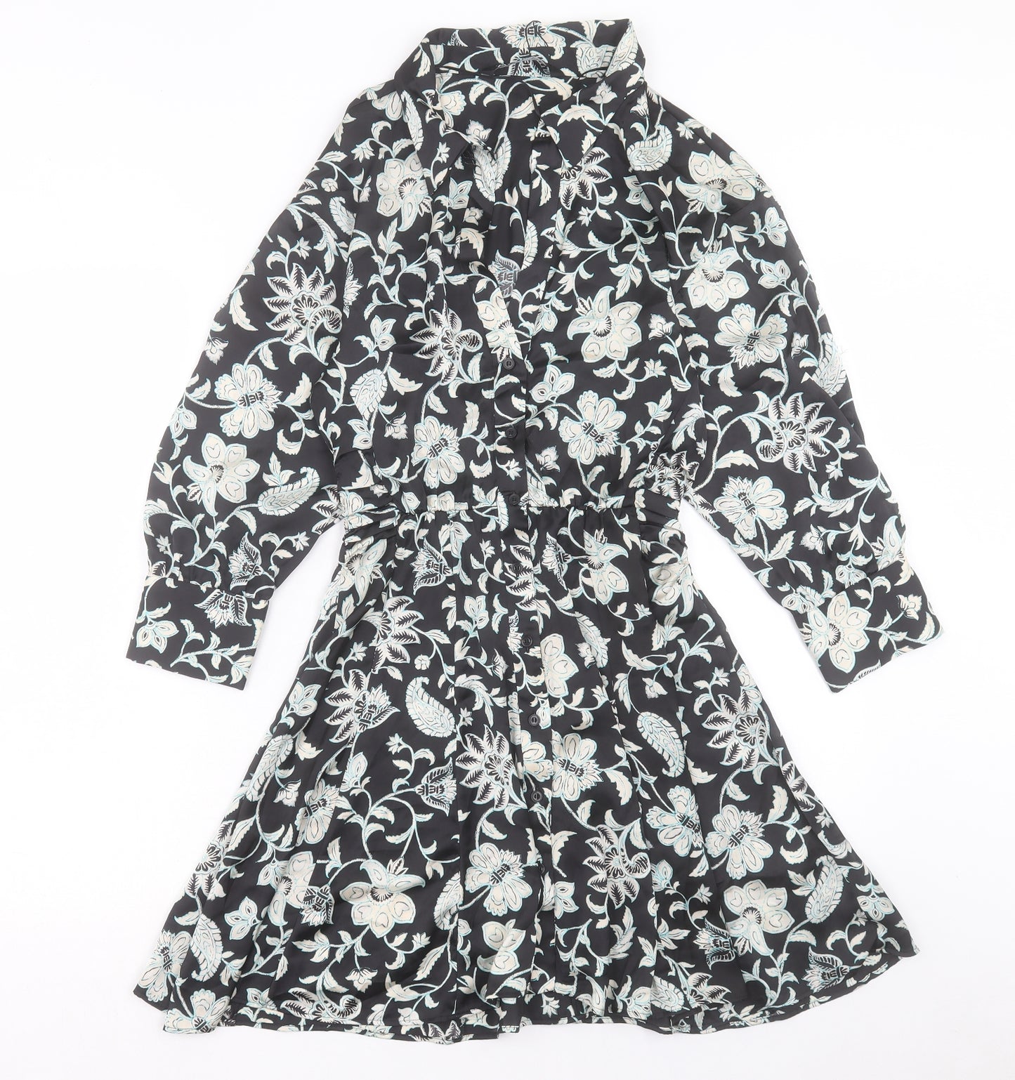 Zara Womens Multicoloured Floral Polyester Shirt Dress Size S Collared Pullover