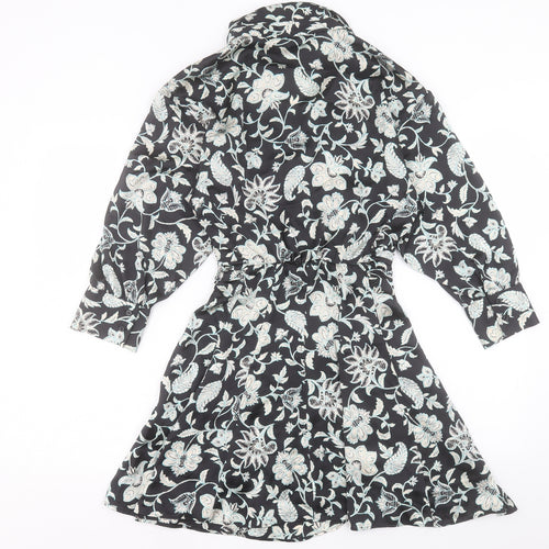 Zara Womens Multicoloured Floral Polyester Shirt Dress Size S Collared Pullover