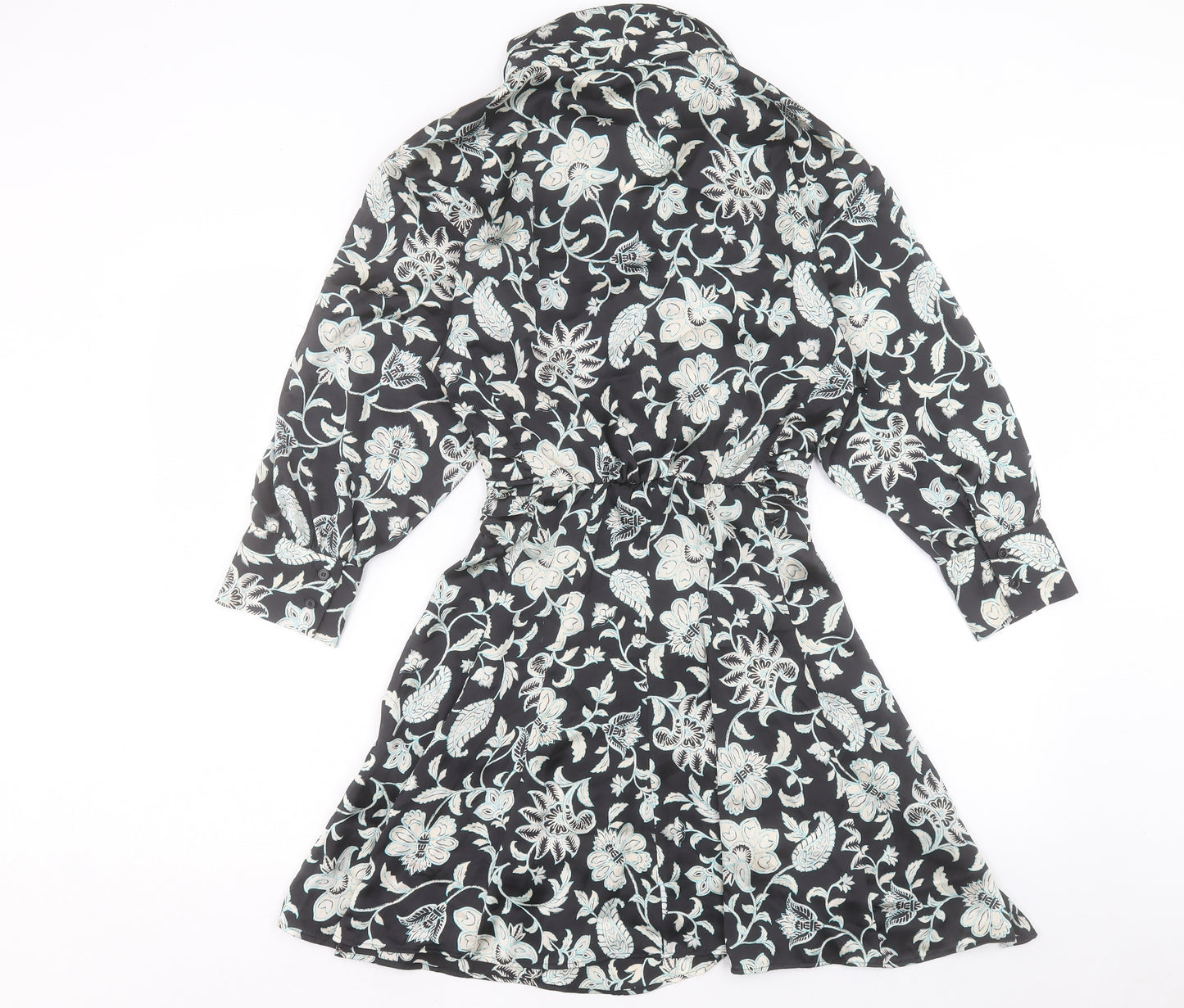 Zara Womens Multicoloured Floral Polyester Shirt Dress Size S Collared Pullover