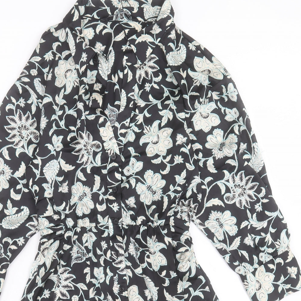 Zara Womens Multicoloured Floral Polyester Shirt Dress Size S Collared Pullover