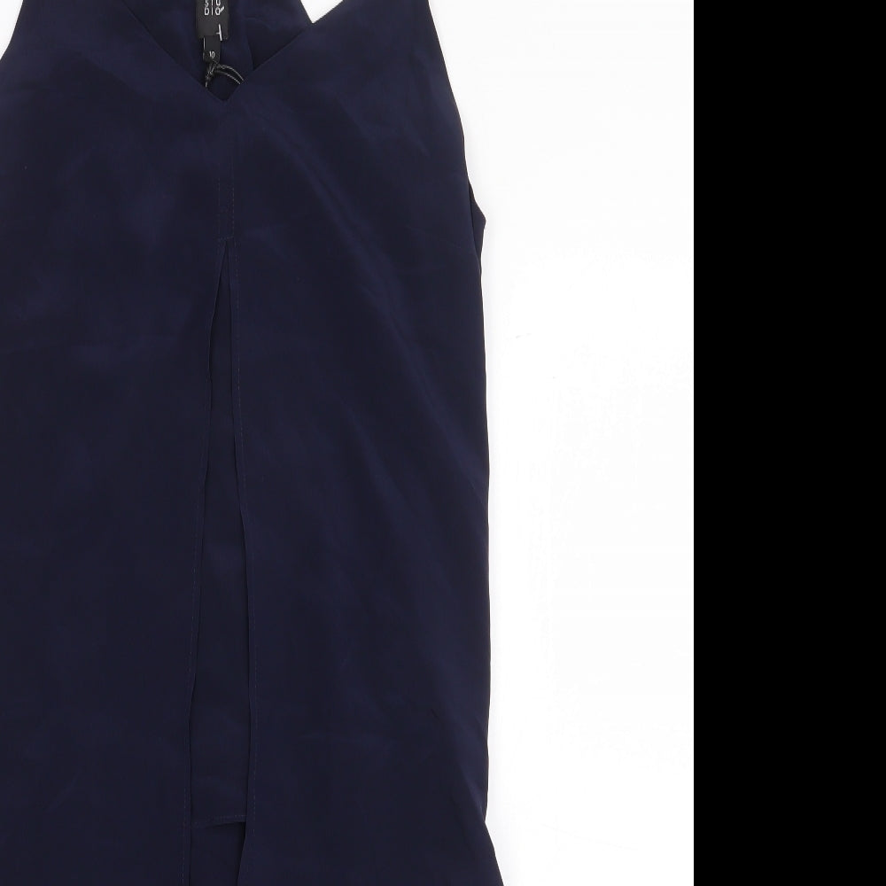 River Island Womens Blue Silk Camisole Blouse Size 10 V-Neck