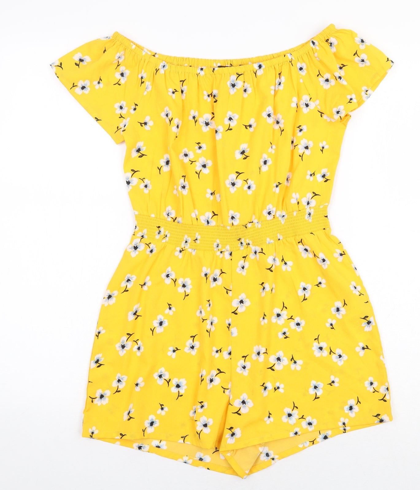 New Look Girls Yellow Floral Polyester Playsuit One-Piece Size 12 Years Pullover