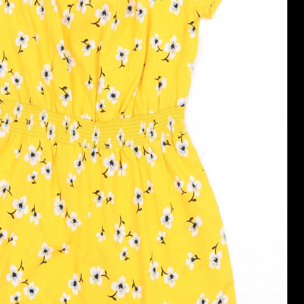 New Look Girls Yellow Floral Polyester Playsuit One-Piece Size 12 Years Pullover
