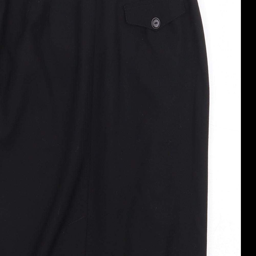 St Michael Womens Black Wool Straight & Pencil Skirt Size 12 Zip