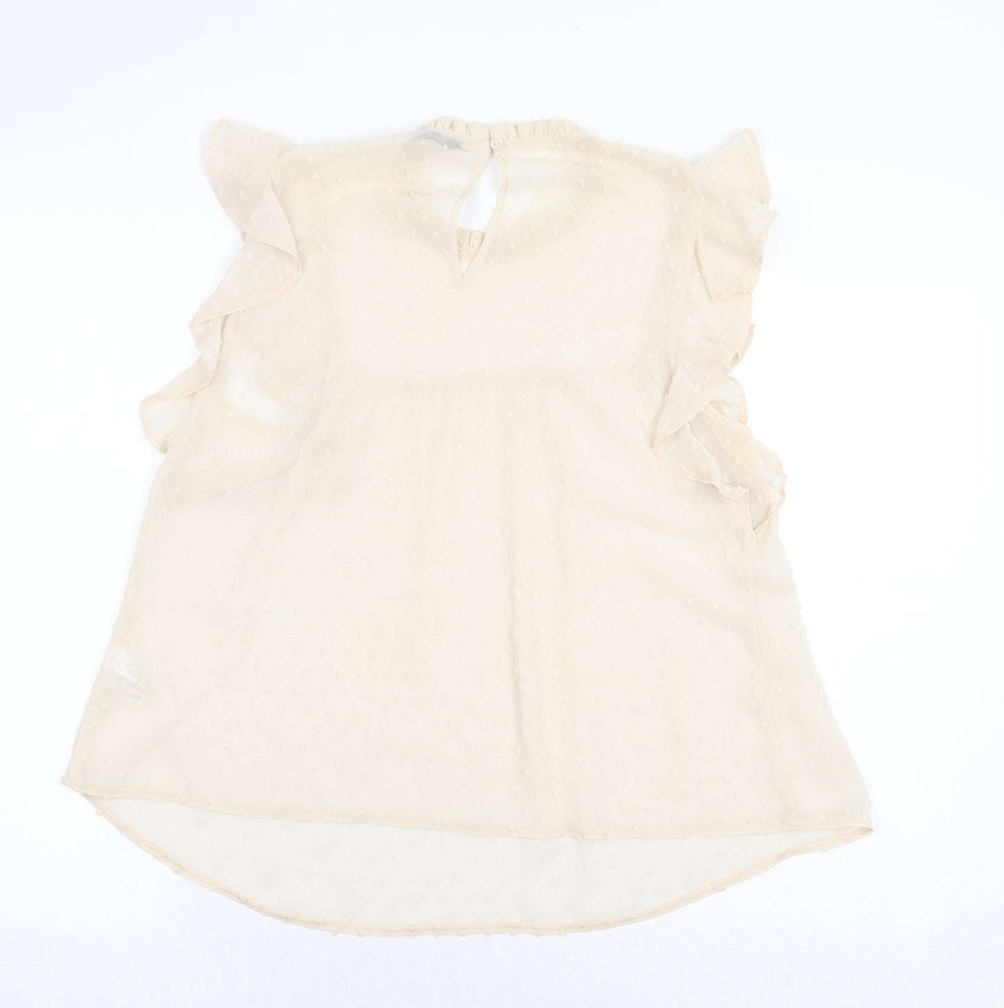 George Womens Beige Polyester Basic Blouse Size 10 Round Neck