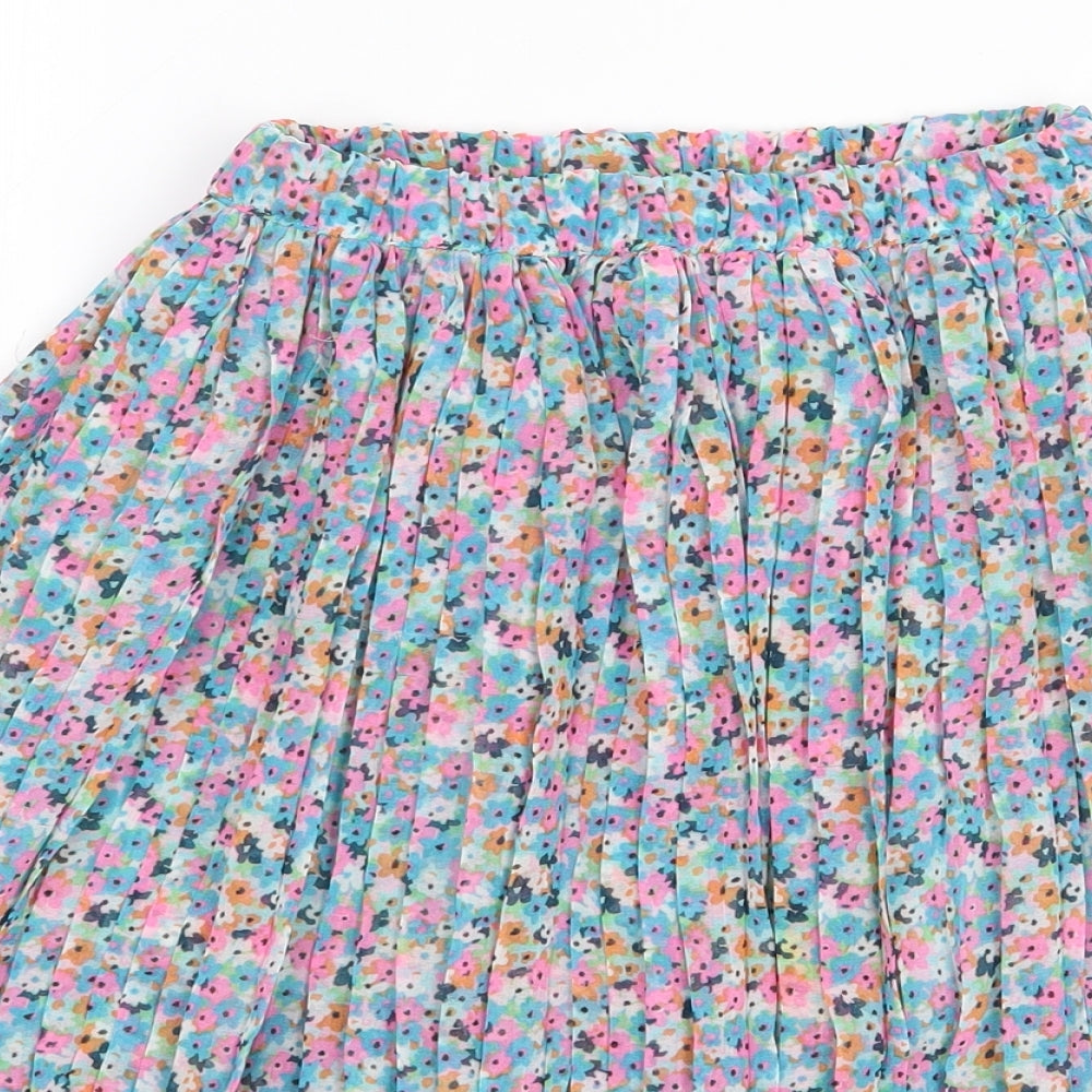 NEXT Girls Multicoloured Floral Polyester Pleated Skirt Size 5 Years Regular Pull On