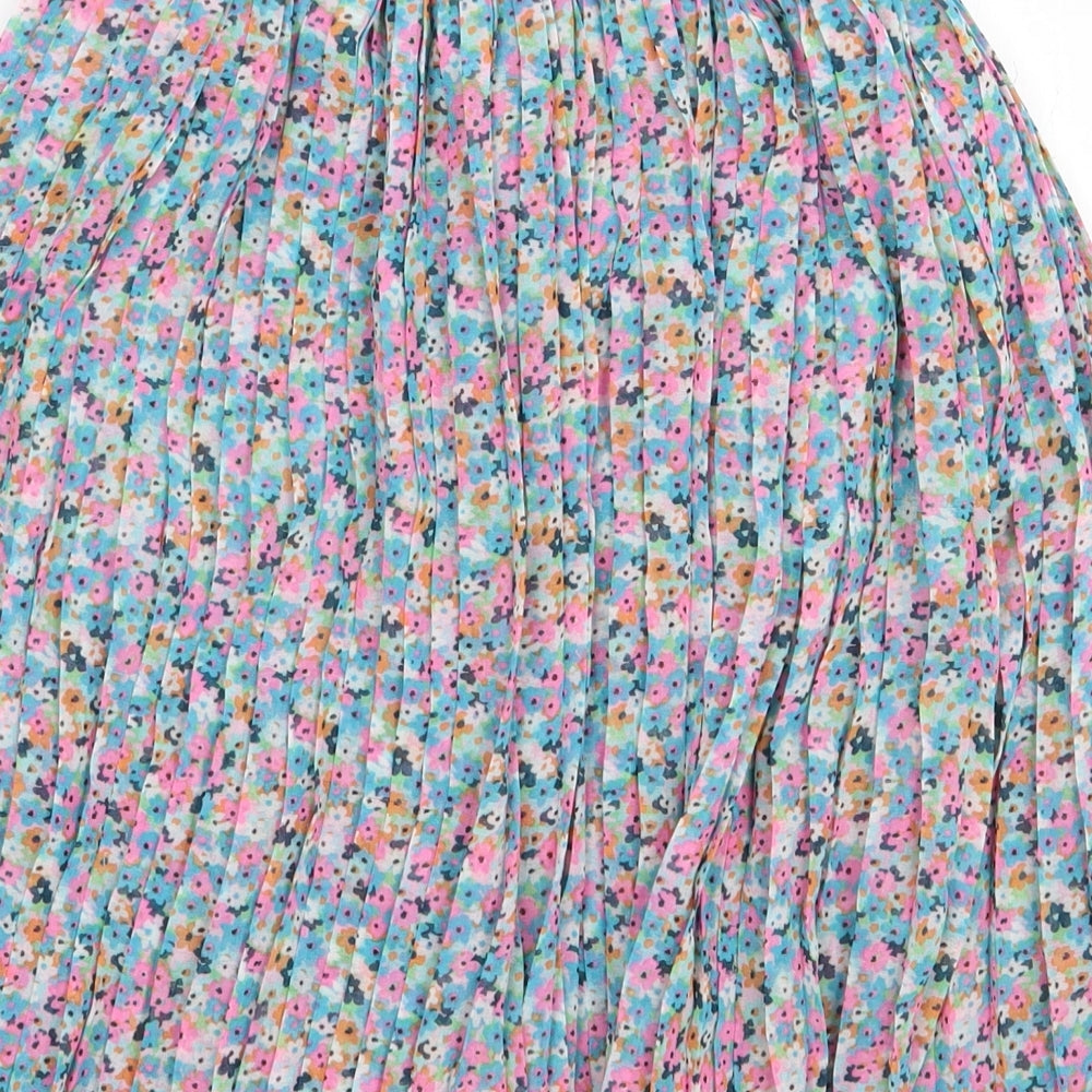 NEXT Girls Multicoloured Floral Polyester Pleated Skirt Size 5 Years Regular Pull On