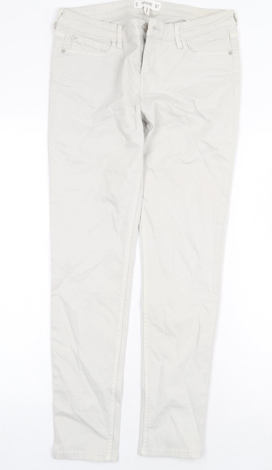 Mango Womens Grey Cotton Skinny Jeans Size 10 Regular Zip