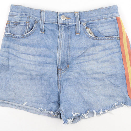 Madswell Womens Blue Cotton Hot Pants Shorts Size 28 in Regular Zip - Distressed