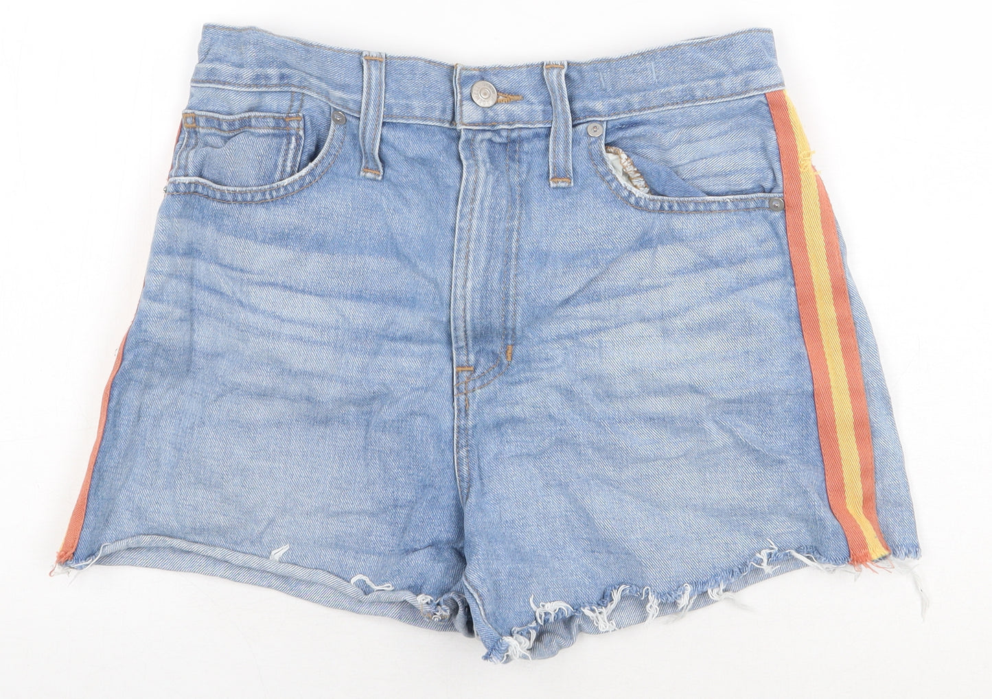 Madswell Womens Blue Cotton Hot Pants Shorts Size 28 in Regular Zip - Distressed