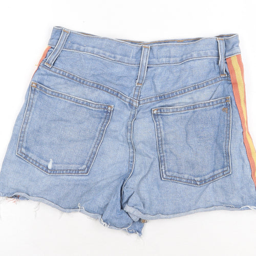 Madswell Womens Blue Cotton Hot Pants Shorts Size 28 in Regular Zip - Distressed
