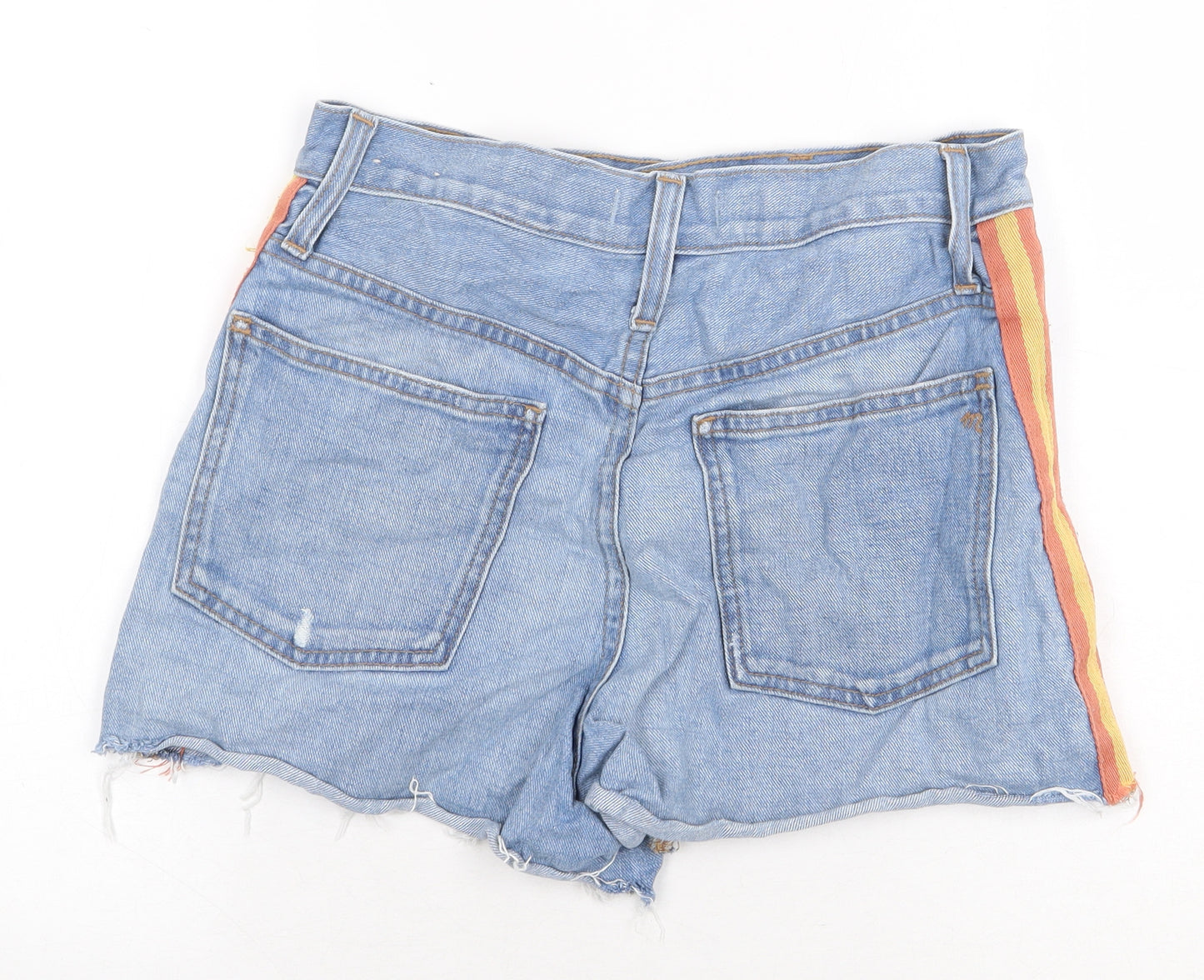 Madswell Womens Blue Cotton Hot Pants Shorts Size 28 in Regular Zip - Distressed