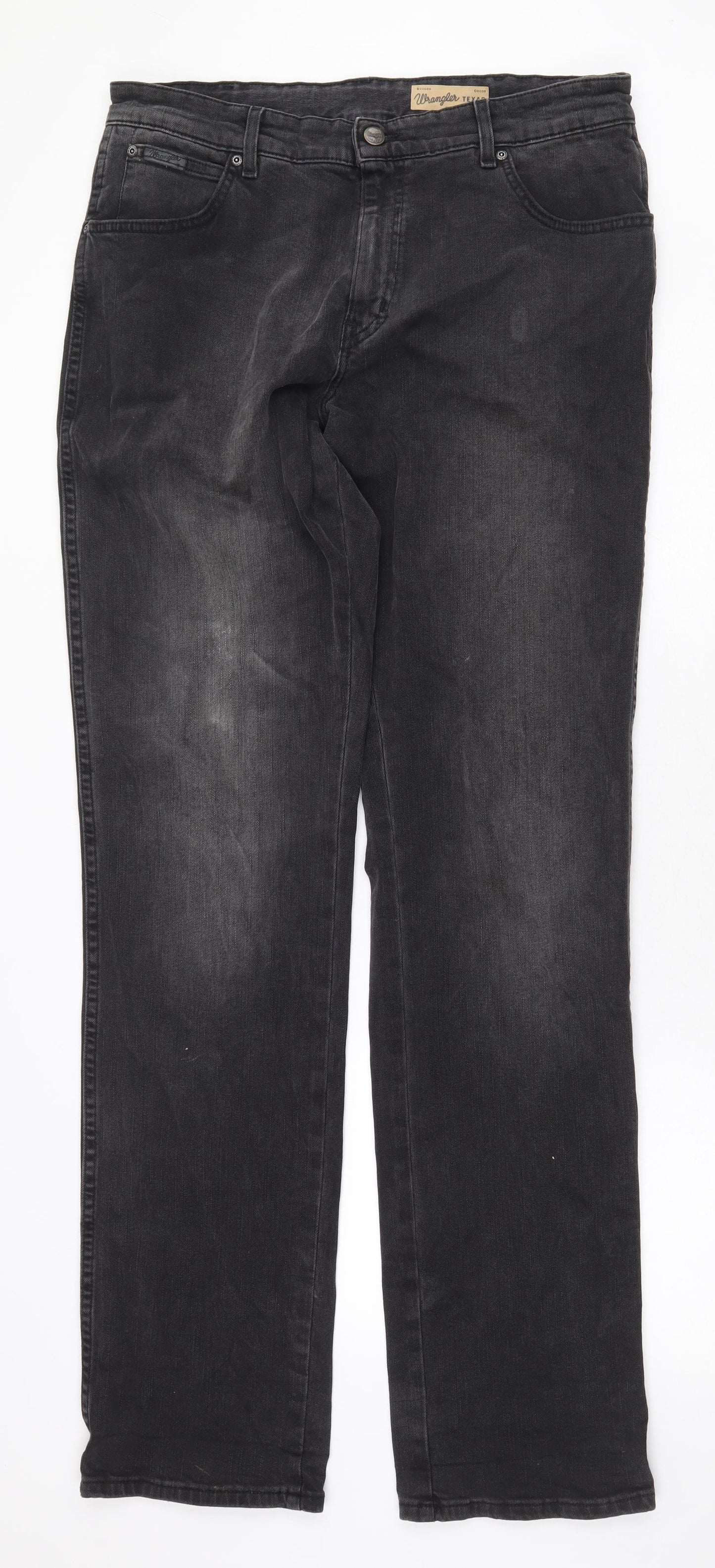 Wrangler Mens Black Cotton Straight Jeans Size 34 in Regular Zip
