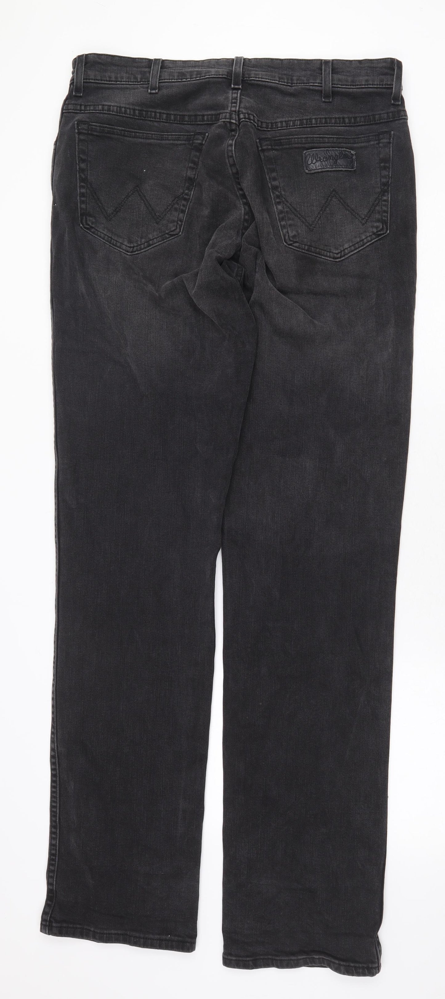 Wrangler Mens Black Cotton Straight Jeans Size 34 in Regular Zip