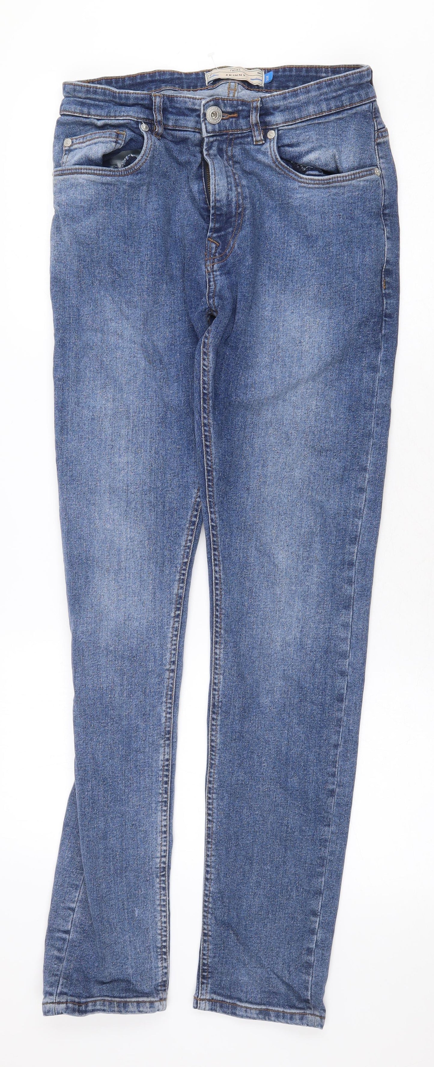 NEXT Mens Blue Cotton Skinny Jeans Size 30 in Regular Zip