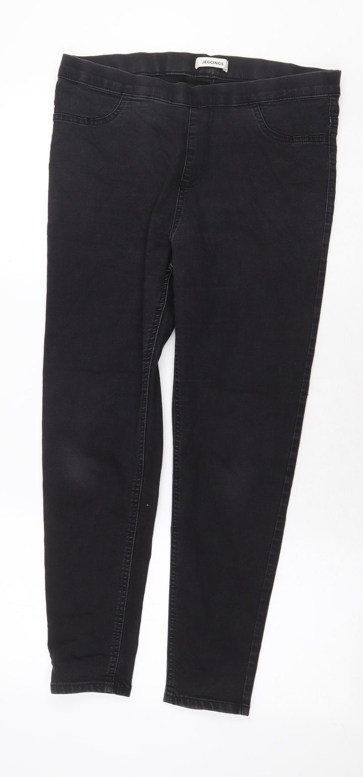 Preworn Womens Black Cotton Jegging Jeans Size 32 in Regular