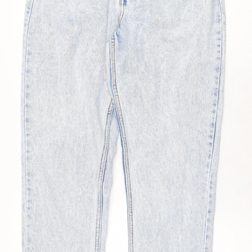 Denim & Co. Womens Blue Cotton Straight Jeans Size 10 Regular Zip