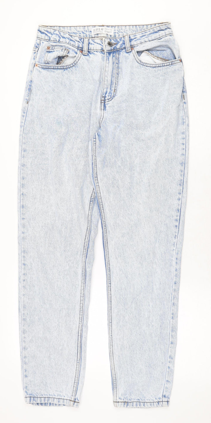 Denim & Co. Womens Blue Cotton Straight Jeans Size 10 Regular Zip