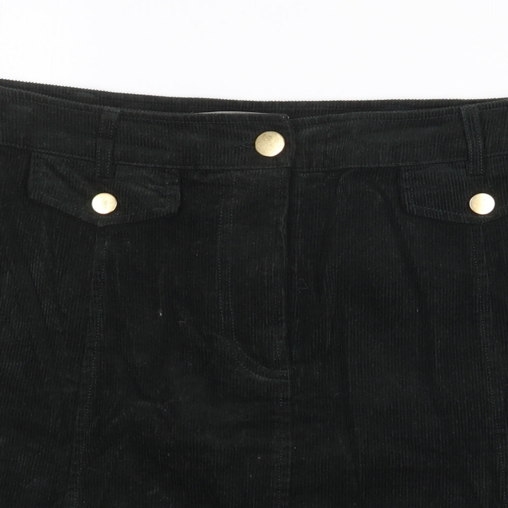 Oasis Womens Green Cotton A-Line Skirt Size 12 Zip
