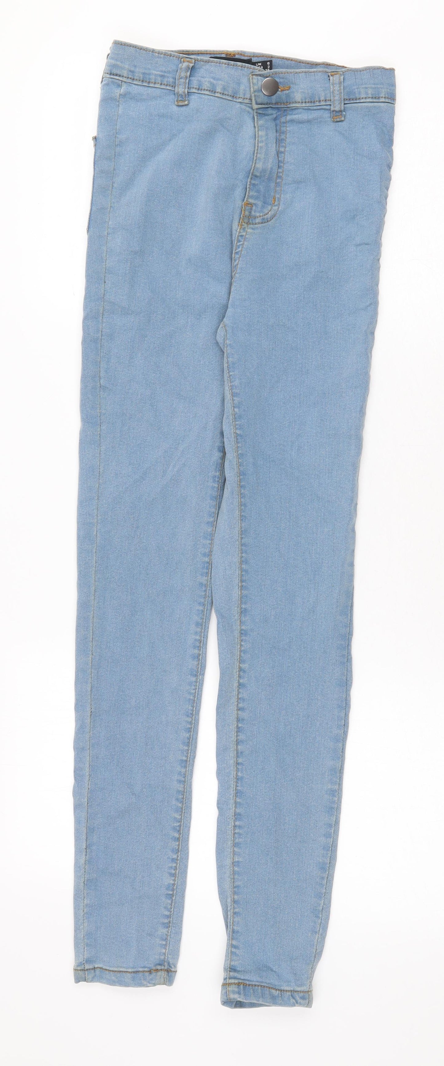 PRETTYLITTLETHING Womens Blue Cotton Skinny Jeans Size 6 Regular Zip