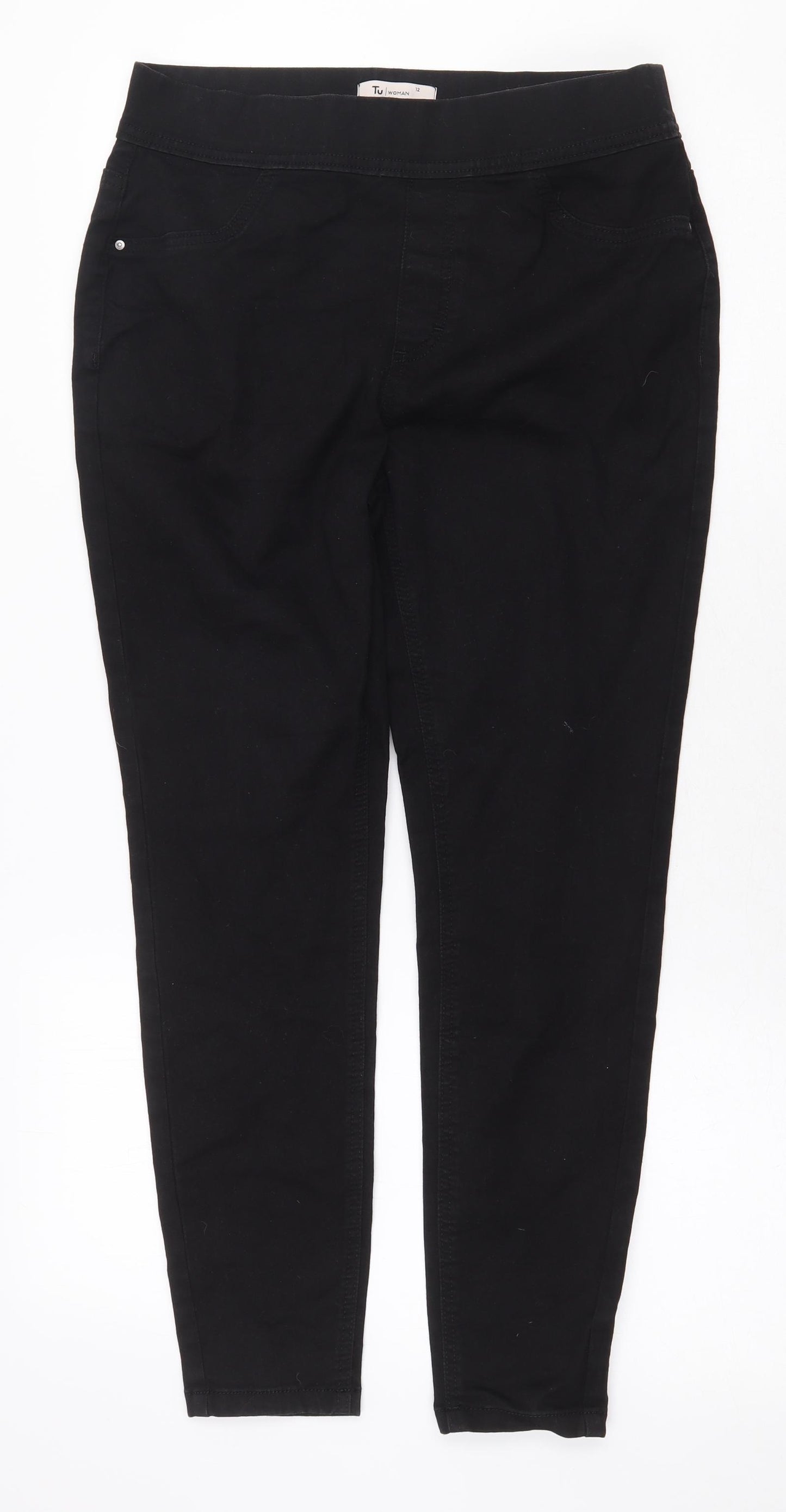 TU Womens Black Cotton Jegging Jeans Size 12 Regular