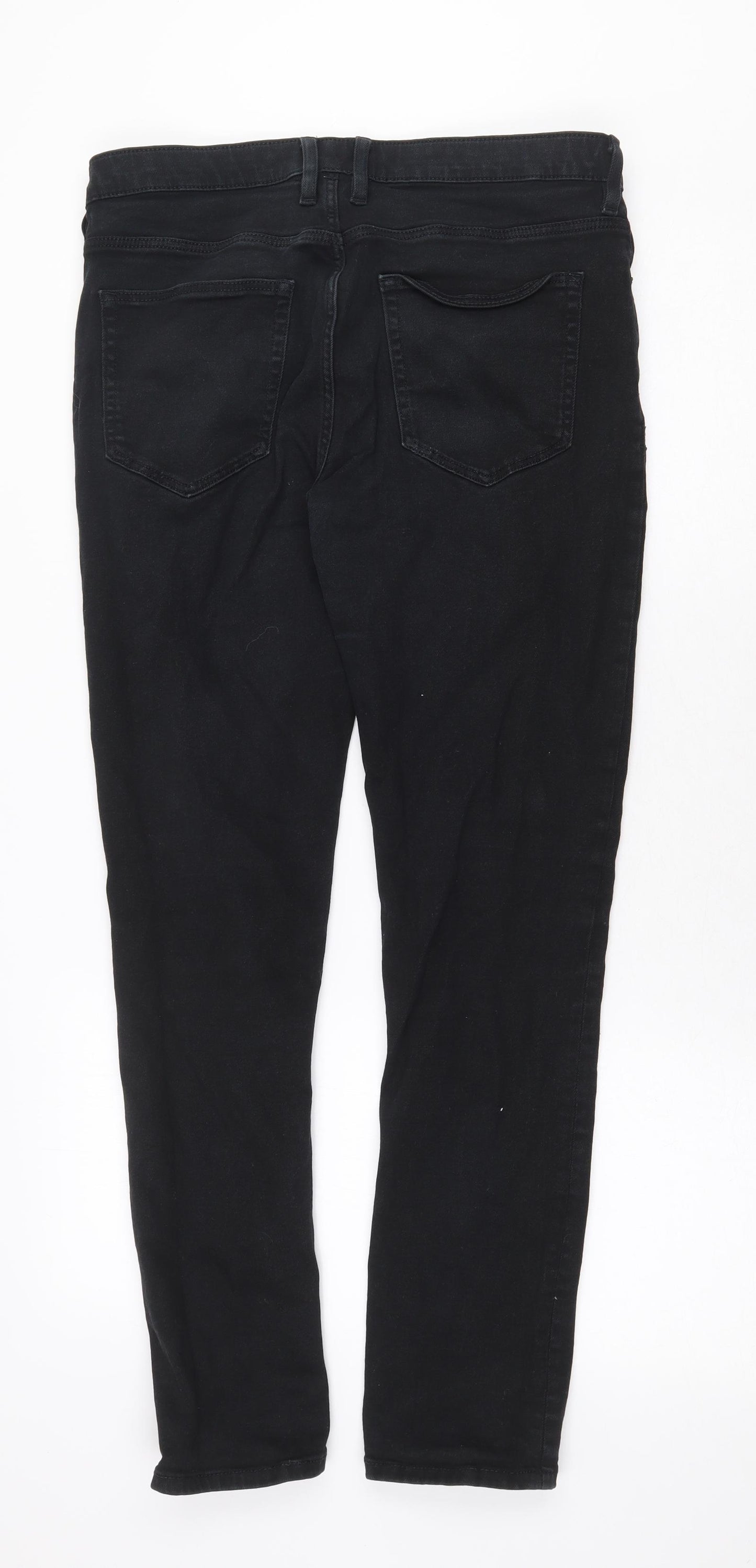 River Island Mens Black Cotton Skinny Jeans Size 32 in Regular Zip