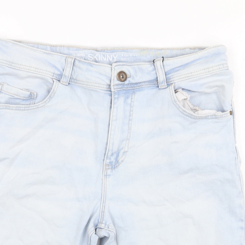 Primark Boys Blue Cotton Bermuda Shorts Size 14-15 Years Regular Zip