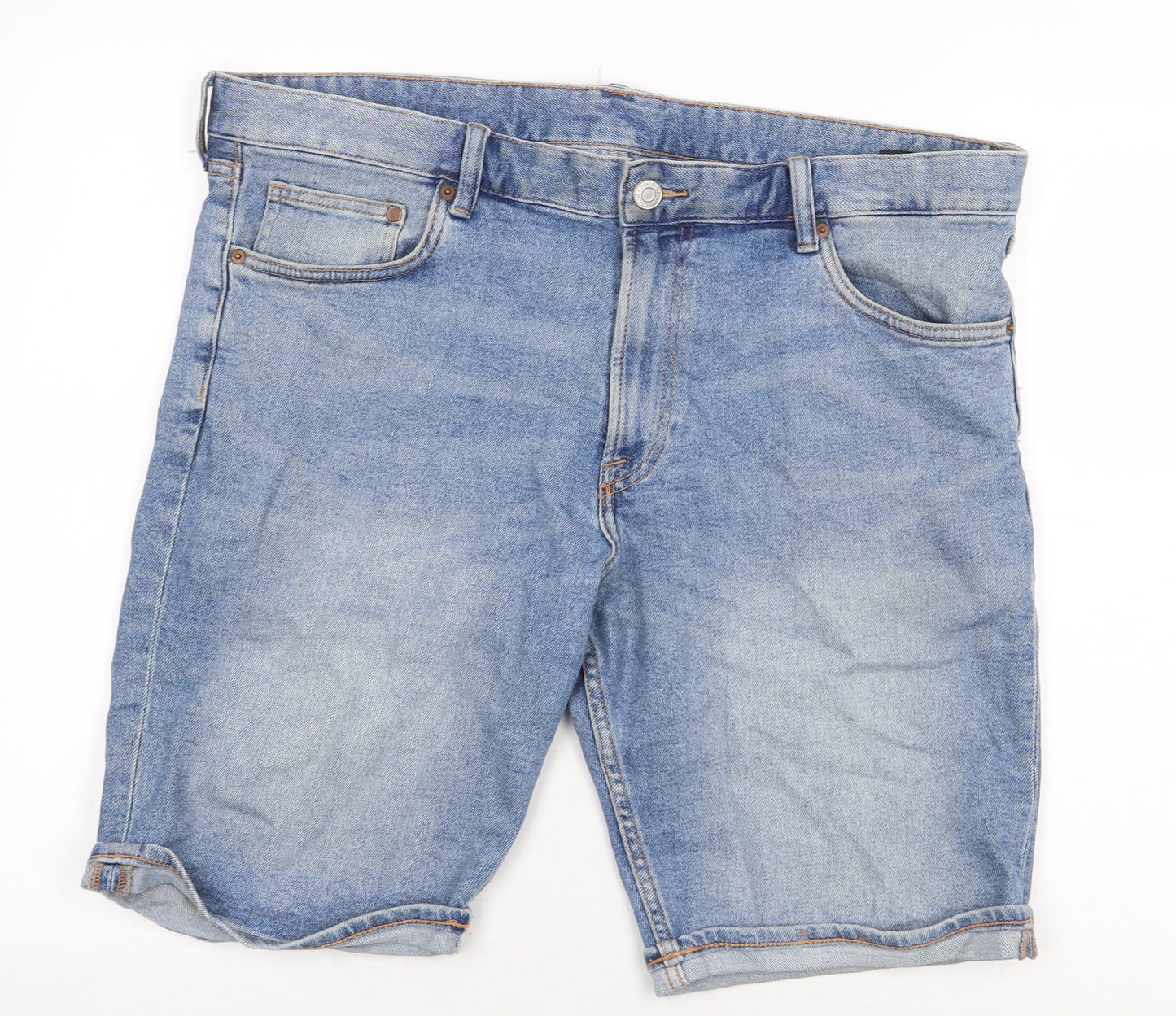 H&M Mens Blue Cotton Bermuda Shorts Size 38 in Regular Zip