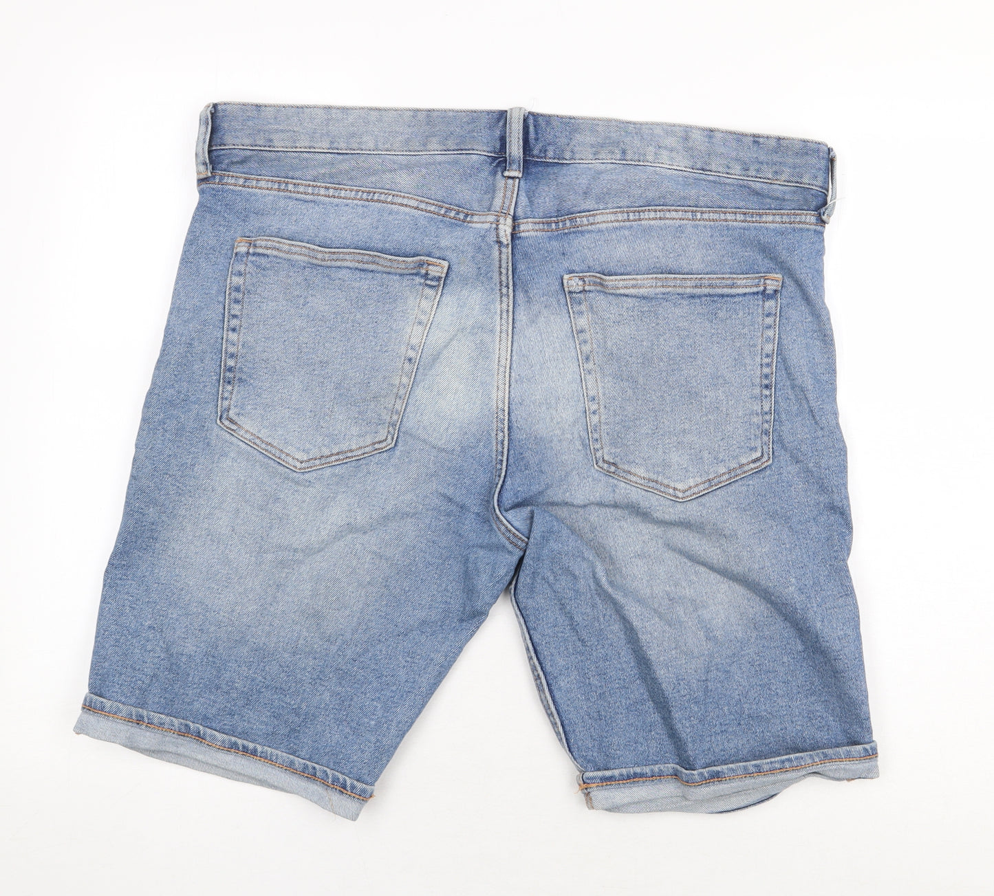 H&M Mens Blue Cotton Bermuda Shorts Size 38 in Regular Zip