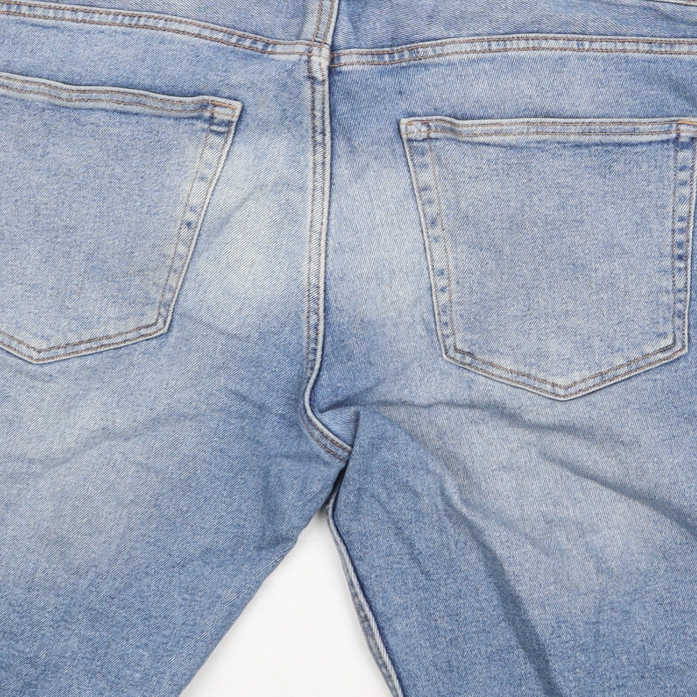 H&M Mens Blue Cotton Bermuda Shorts Size 38 in Regular Zip