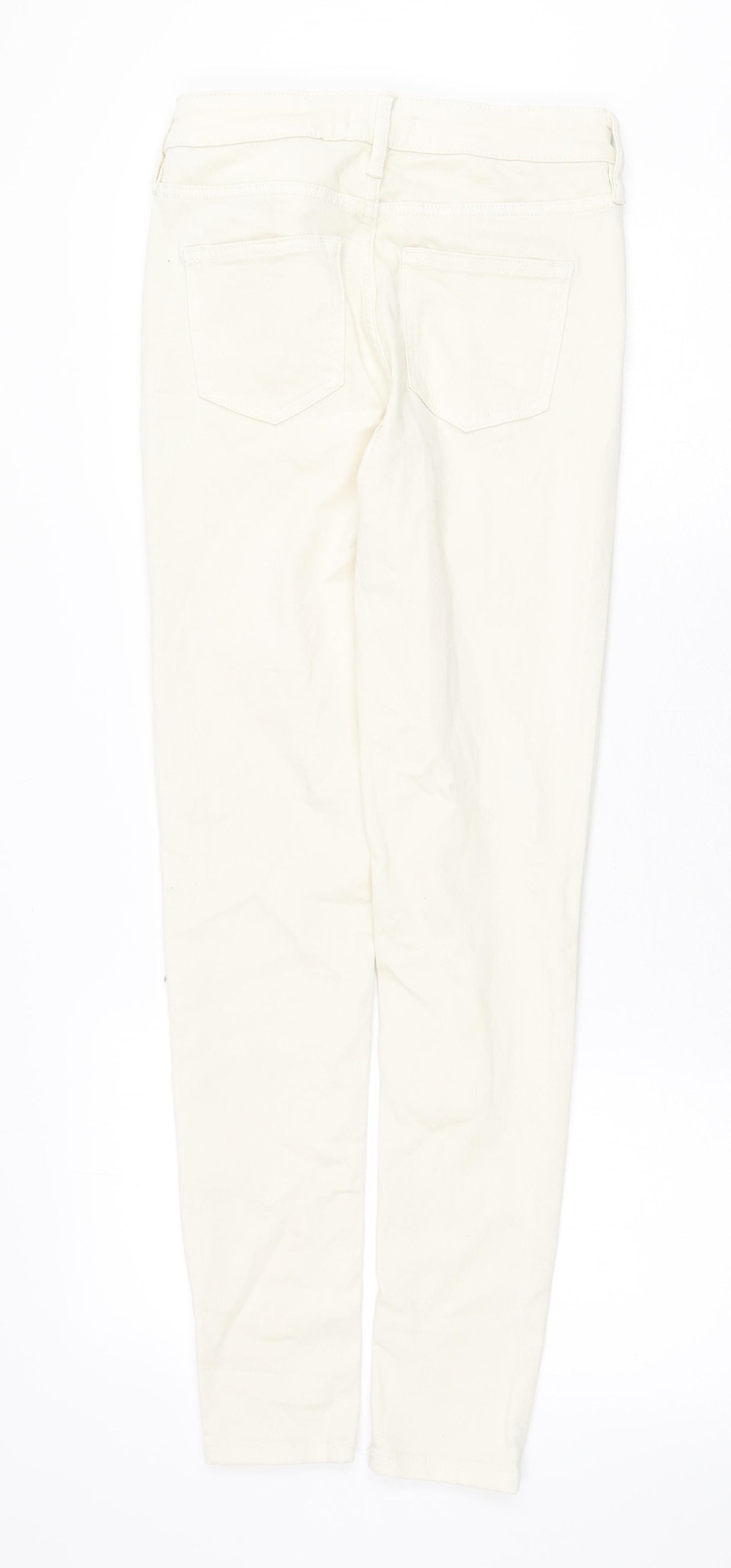F&F Womens Beige Cotton Skinny Jeans Size 8 Regular Zip