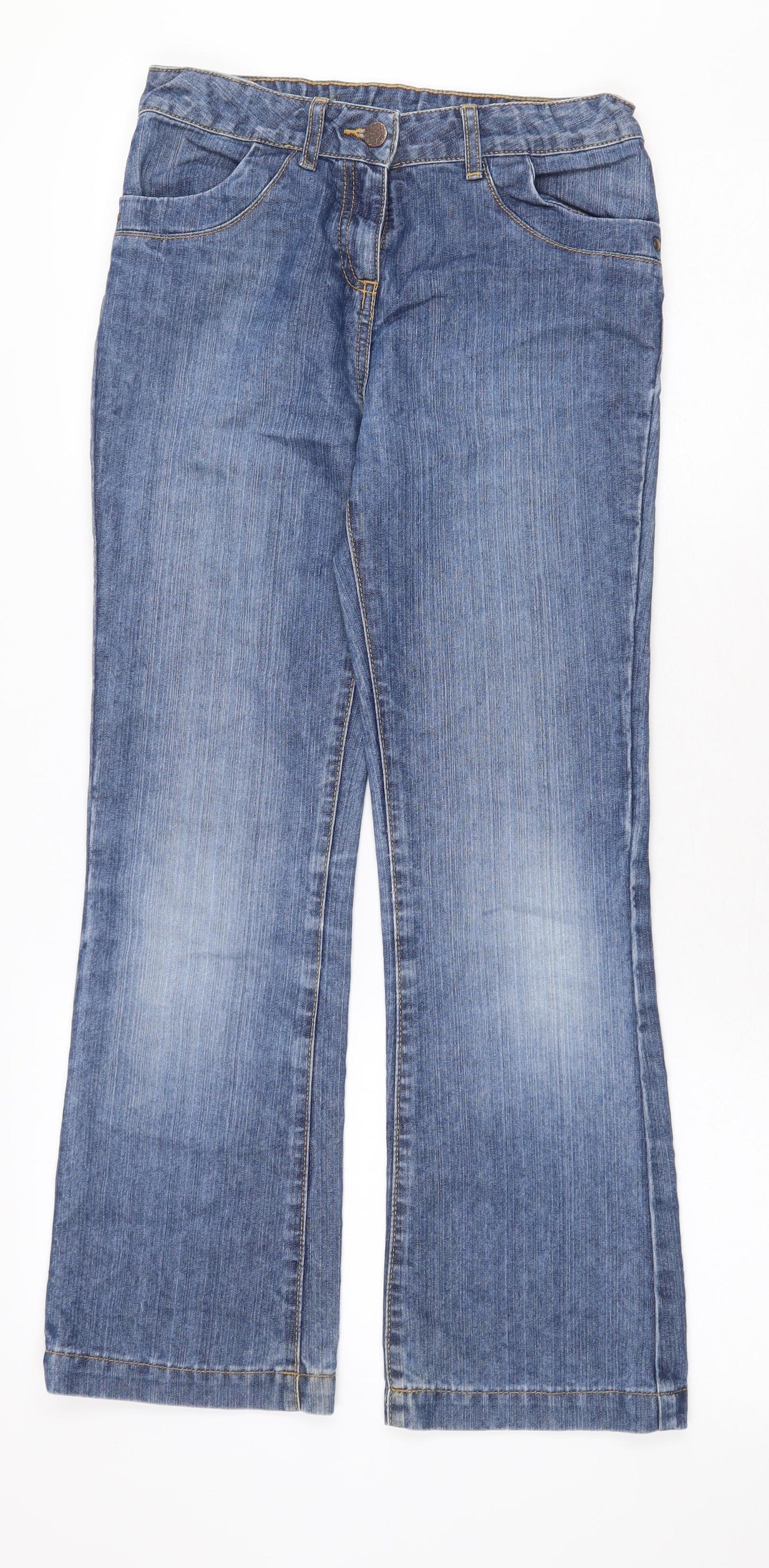 George Girls Blue Cotton Flared Jeans Size 11-12 Years Regular Zip