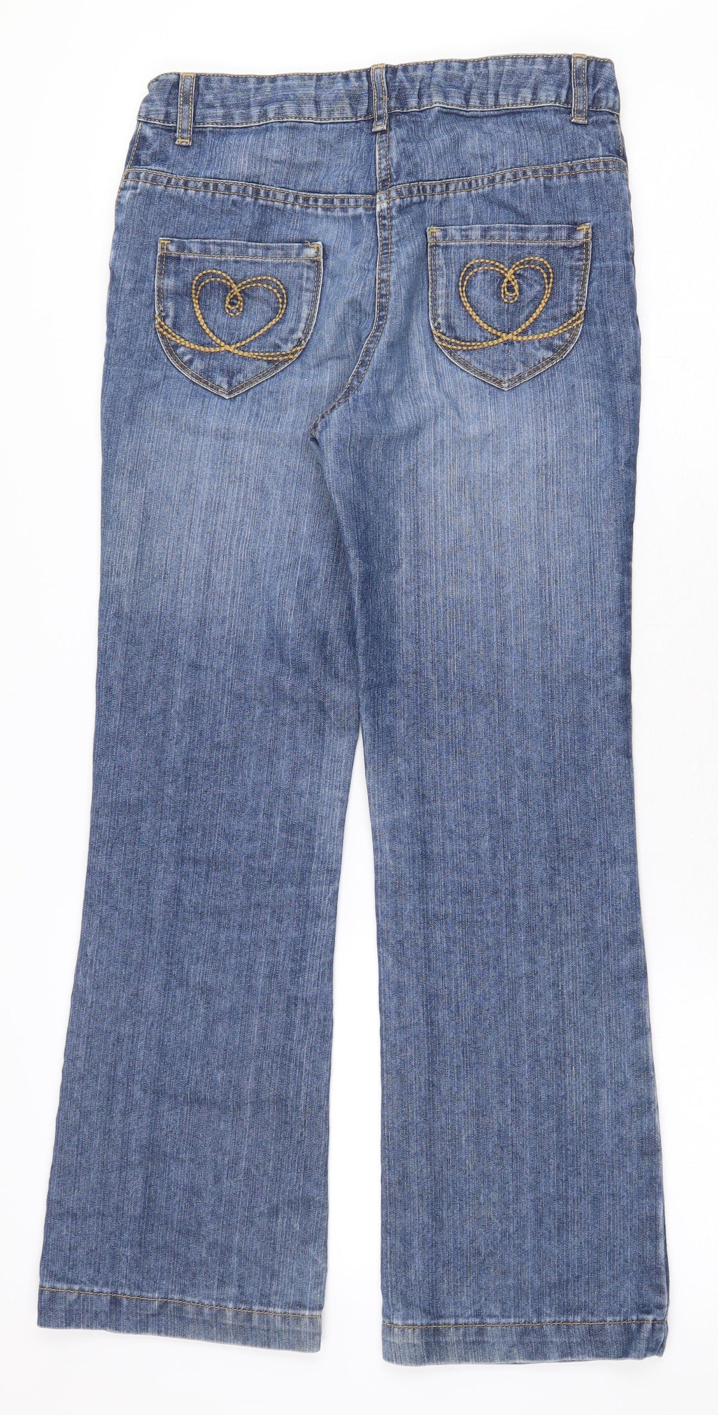 George Girls Blue Cotton Flared Jeans Size 11-12 Years Regular Zip