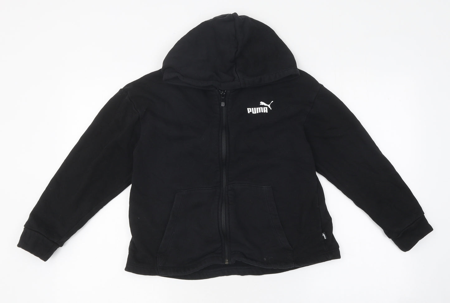PUMA Boys Black 100% Cotton Full Zip Hoodie Size 11-12 Years Zip