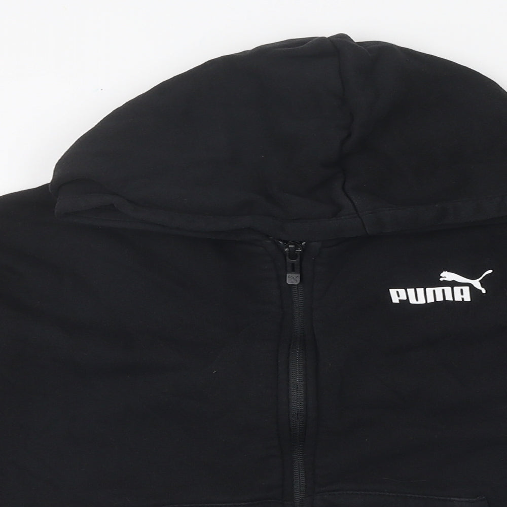 PUMA Boys Black 100% Cotton Full Zip Hoodie Size 11-12 Years Zip