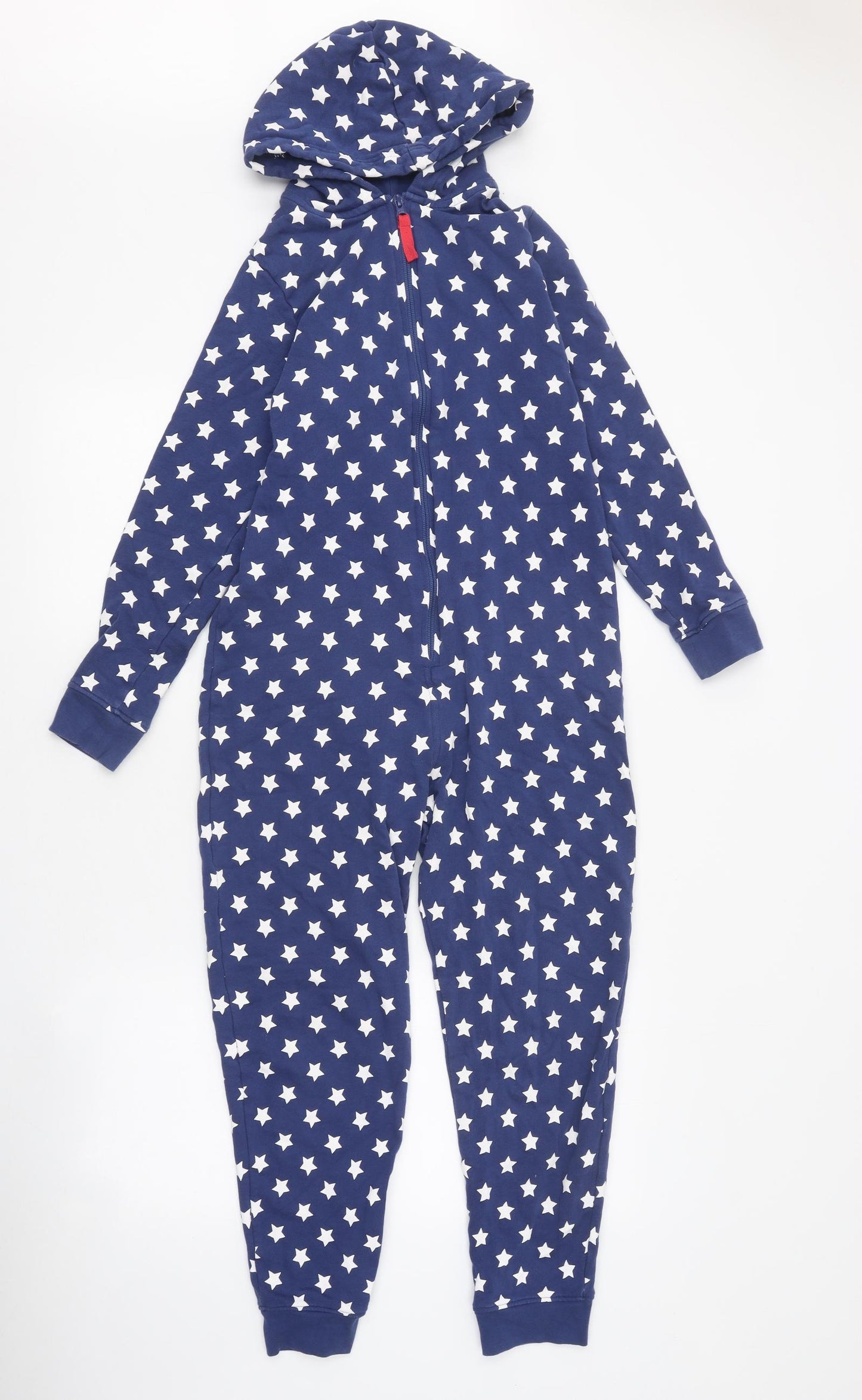 Marks and Spencer Boys Blue Geometric 100% Cotton One Piece Size 11-12 Years Zip - Star Pattern