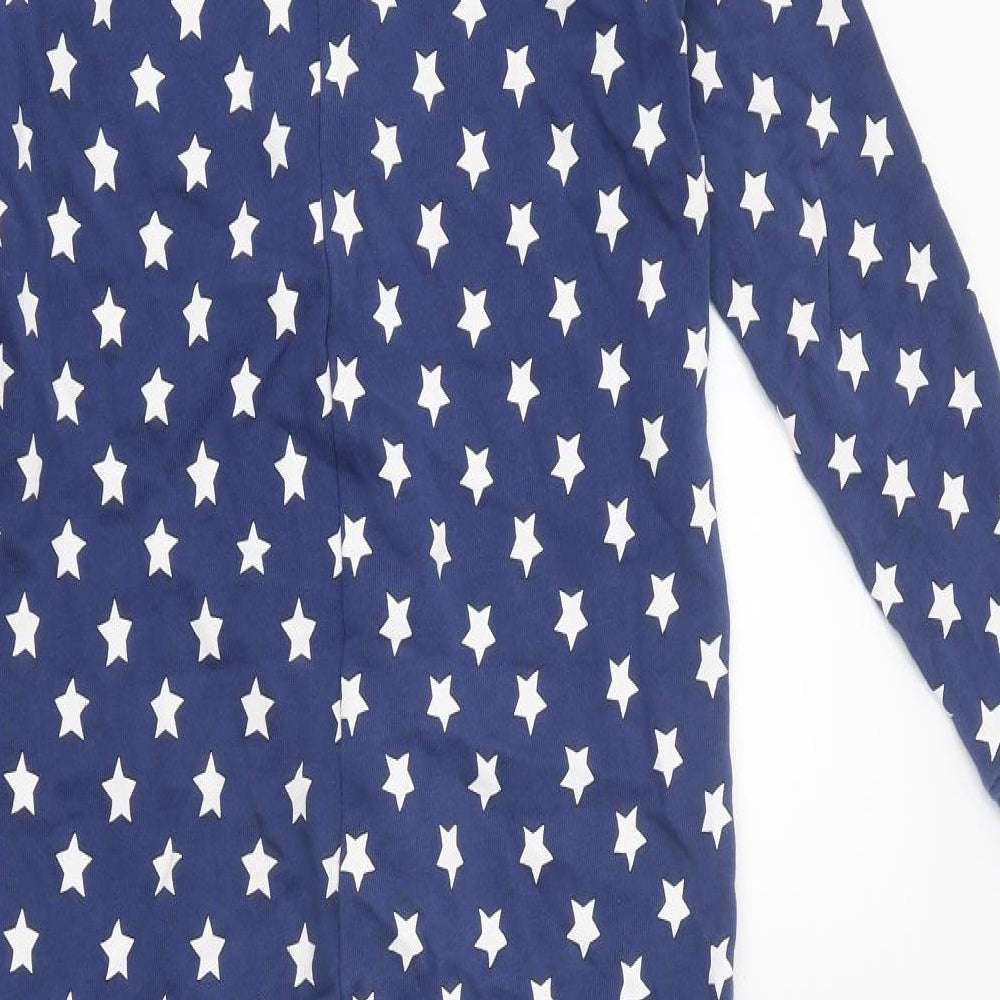Marks and Spencer Boys Blue Geometric 100% Cotton One Piece Size 11-12 Years Zip - Star Pattern