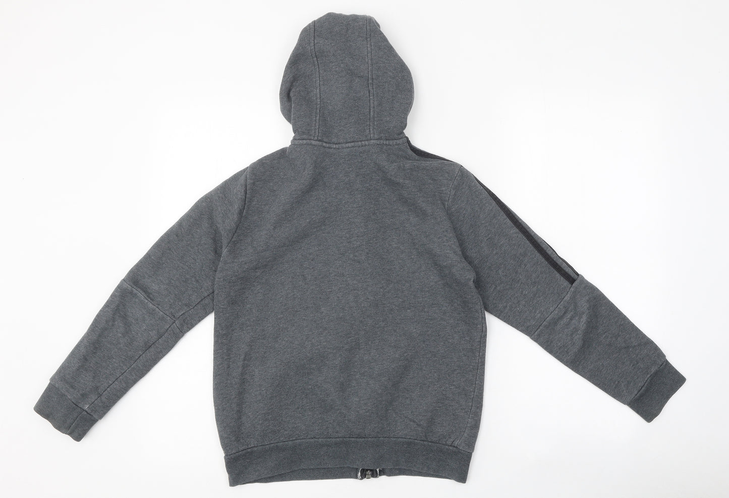 adidas Boys Grey 100% Cotton Full Zip Hoodie Size 9-10 Years Zip