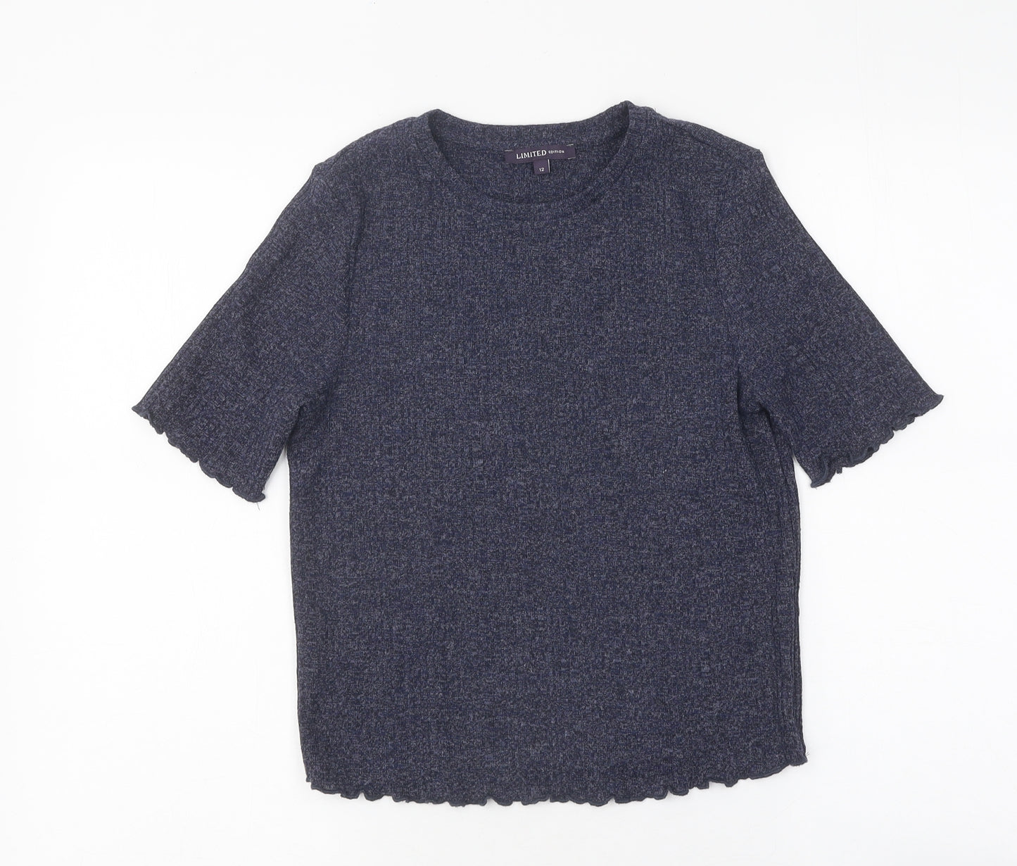 Limited Edition Womens Blue Viscose Basic T-Shirt Size 12 Round Neck