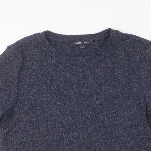 Limited Edition Womens Blue Viscose Basic T-Shirt Size 12 Round Neck