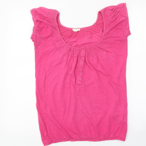 New Look Womens Pink Viscose Basic T-Shirt Size 6 Scoop Neck