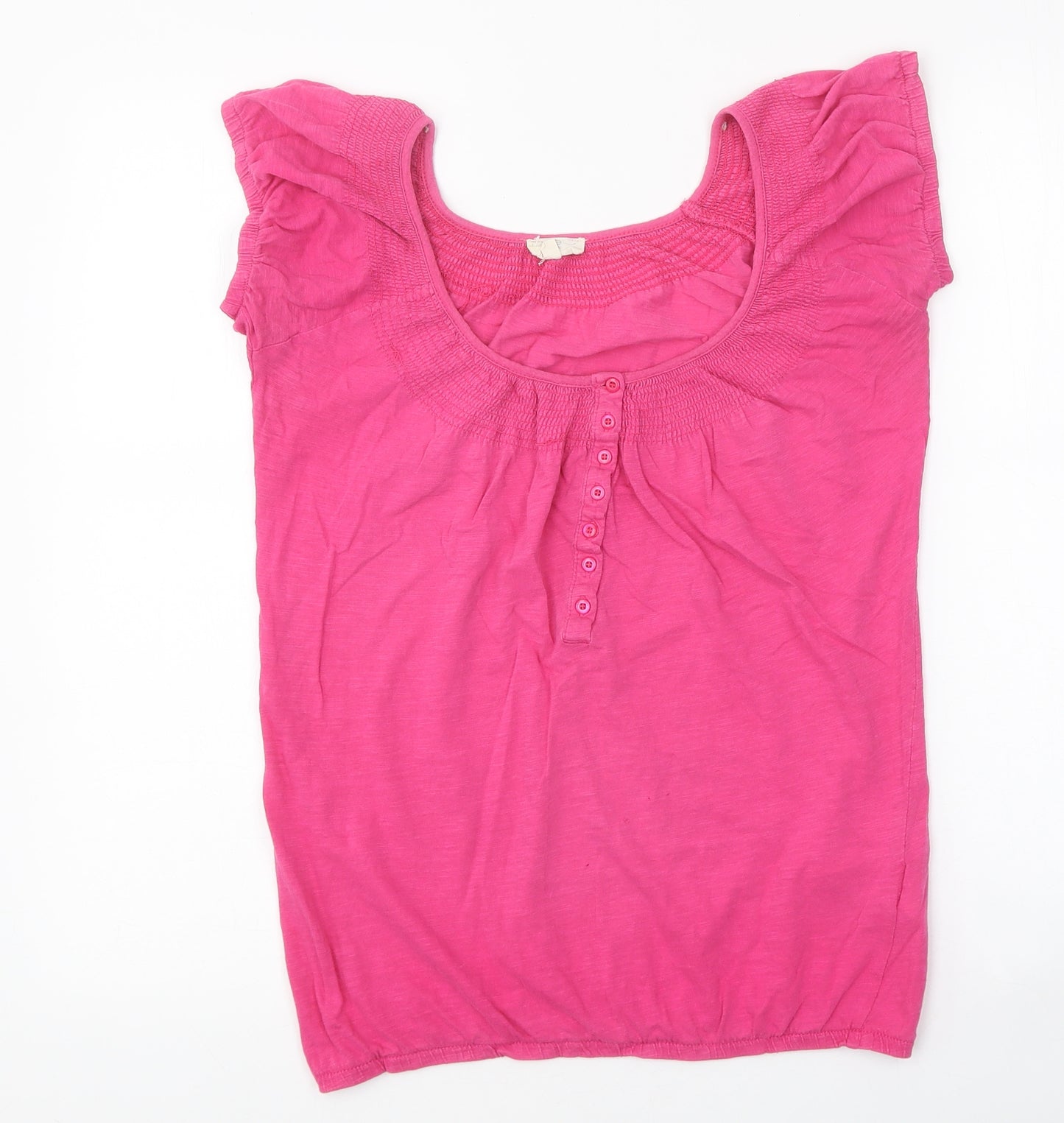 New Look Womens Pink Viscose Basic T-Shirt Size 6 Scoop Neck
