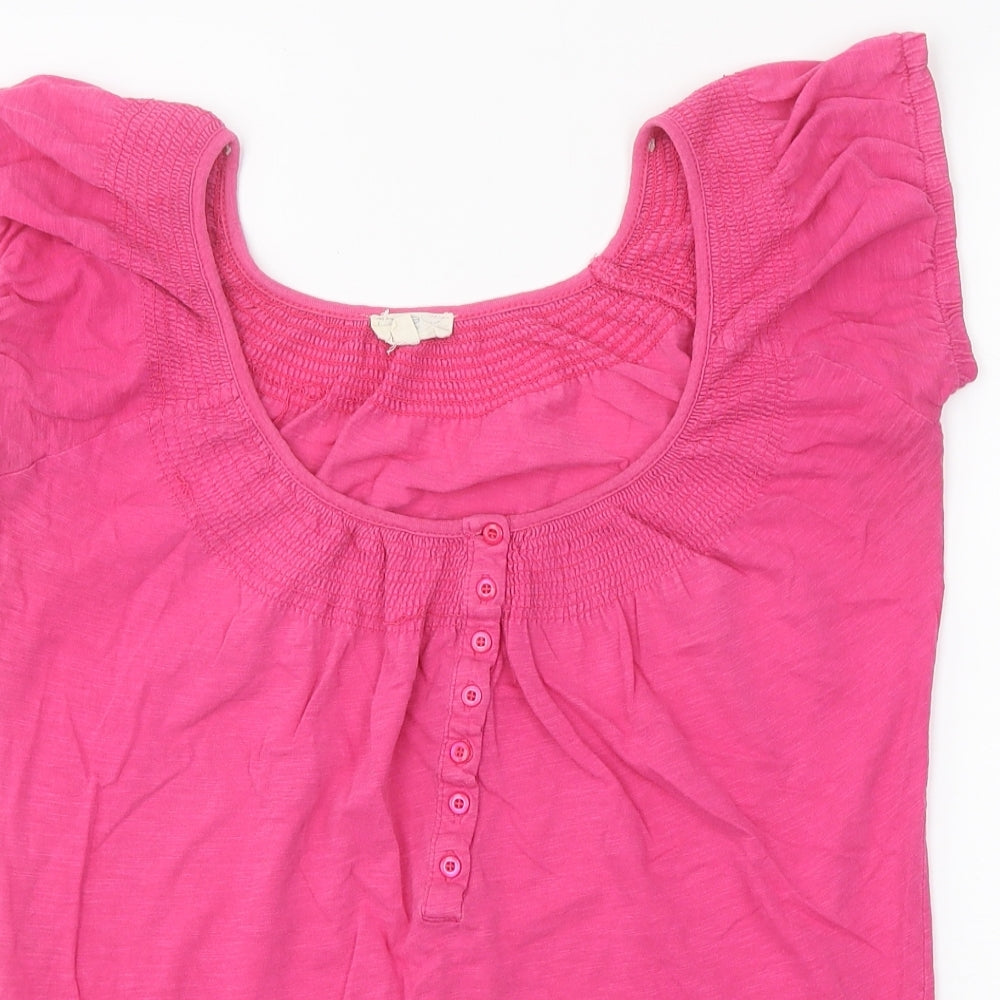 New Look Womens Pink Viscose Basic T-Shirt Size 6 Scoop Neck