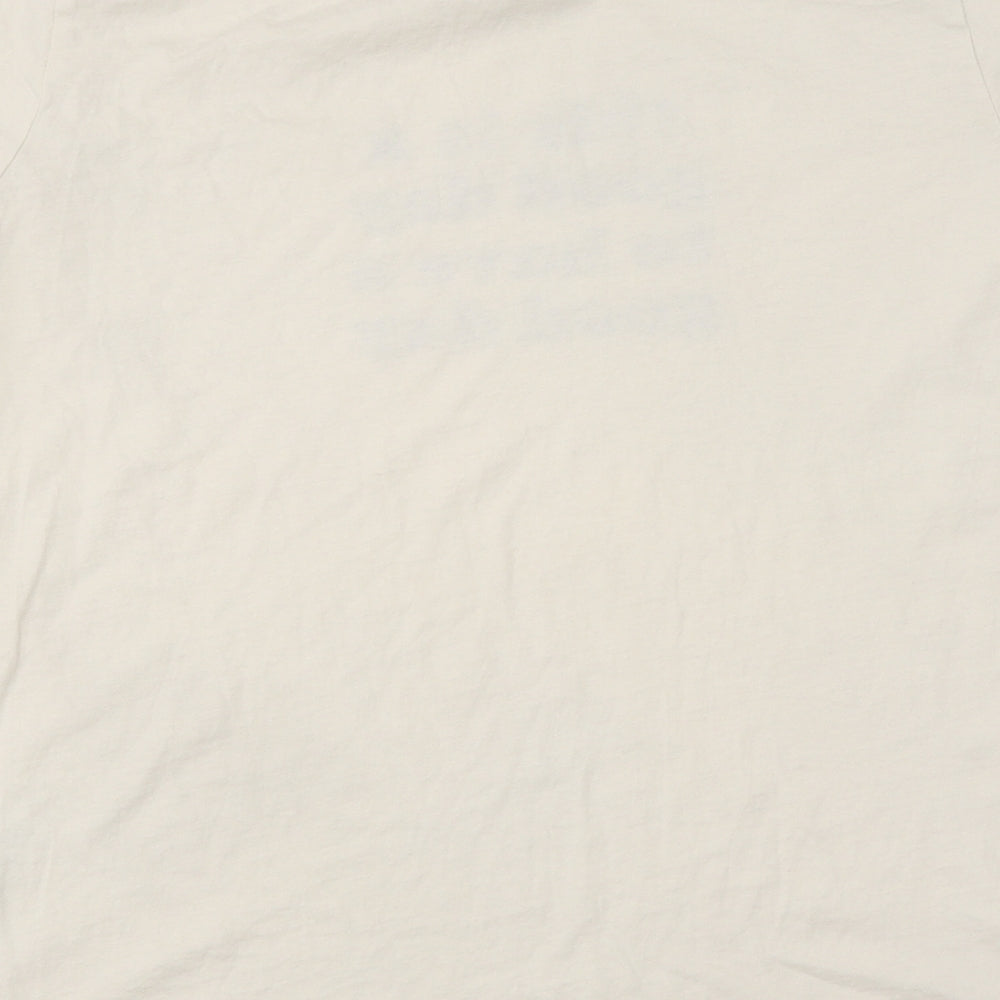 Primark Womens Beige Viscose Basic T-Shirt Size M Round Neck - Good Day Slogan