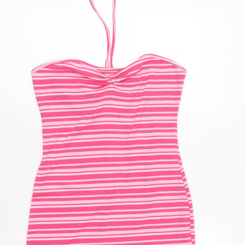 SheIn Womens Pink Striped Cotton Basic Tank Size M Sweetheart