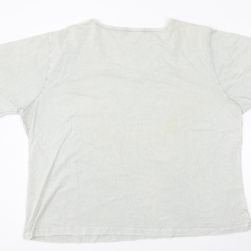 Classics Womens Grey Cotton Basic T-Shirt Size L V-Neck