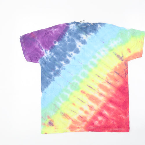 Fruit of the Loom Girls Multicoloured Geometric Polyester Basic T-Shirt Size 9-10 Years Round Neck Pullover - Tie Dye Pattern