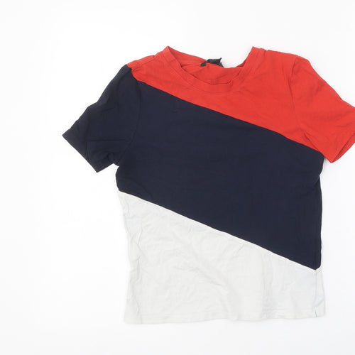 Monki Womens Multicoloured Colourblock Polyester Basic T-Shirt Size S Round Neck