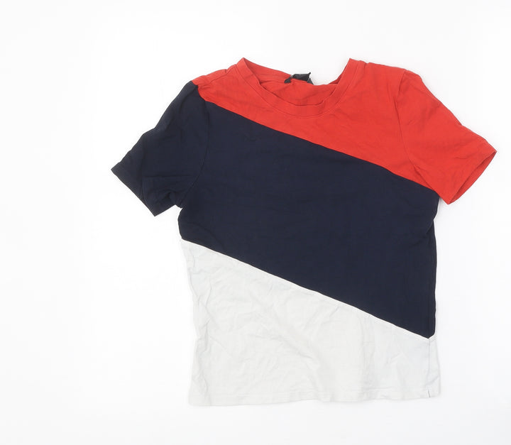 Monki Womens Multicoloured Colourblock Polyester Basic T-Shirt Size S Round Neck