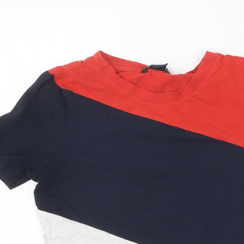 Monki Womens Multicoloured Colourblock Polyester Basic T-Shirt Size S Round Neck